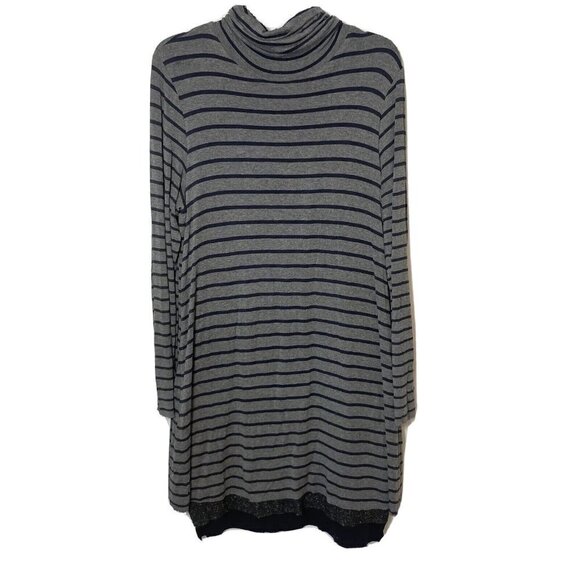 Bailey 44 Womens Long Sleeve Striped Overlay Sweater Dress Black XL Turtleneck - Picture 1 of 7